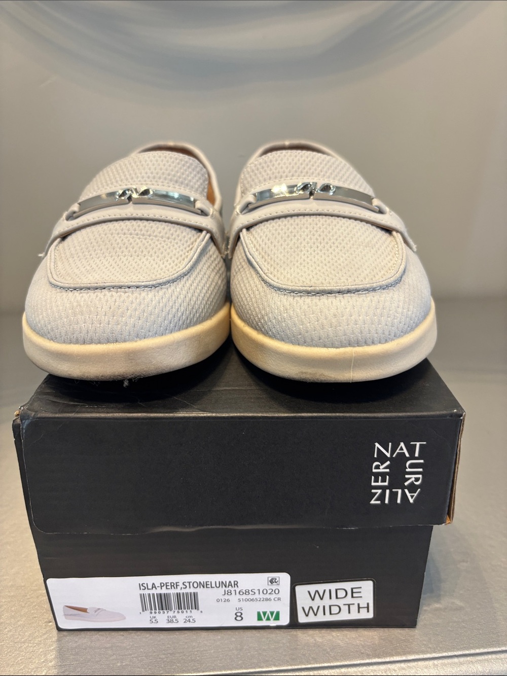 Naturalizer Isla Perf Wide Width Loafers in Stone Lunar